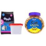Drools Kitten(1-12 Months) Dry Cat Food, Ocean Fish, 1.2kg with Free Container&Drools Real Chicken Biscuits, Cat Treats Jar - 400g - Fast Shipping to USA & Canada