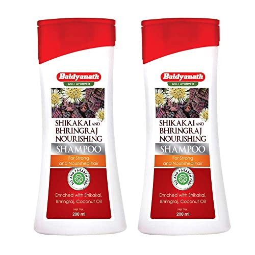 Baidyanath Shikakai and Bhringraj Nourishing Shampoo I Hair Strong Shampoo I Coconut Oil I 200 ML | Pack of 2 - Sulfate & Paraben Free - Fast Shipping to USA & Canada