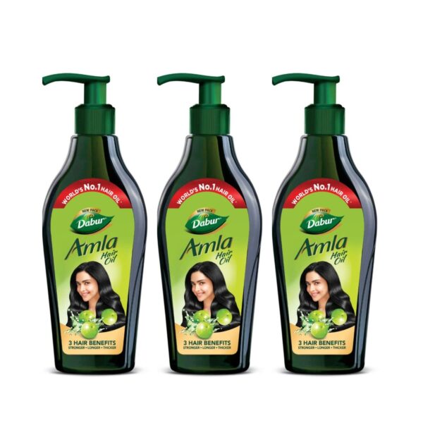 Dabur Amla Hair Oil - 550ml (Pack of 3) | For Strong, Long and Thick hair | Nourishes Scalp | Controls Hair Fall, Strengthens Hair & Promotes Hair Growth - Fast Shipping to USA & Canada