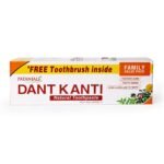 Patanjali Dant Kanti Toothpaste Value Pack (200g x 1N and 100g x 1N : 300 g) and Toothbrush for Cavity Protection, Eliminates Bad Breath, Gingivitis Prevention - Fast Shipping to USA & Canada