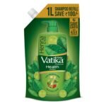 Dabur Vatika Health Shampoo - 1L (Refill Pouch) | With 7 natural ingredients | For Smooth, Shiny & Nourished Hair | Repairs Hair damage, Controls Frizz | For All Hair Types | Goodness of Henna & Amla - Fast Shipping to USA & Canada