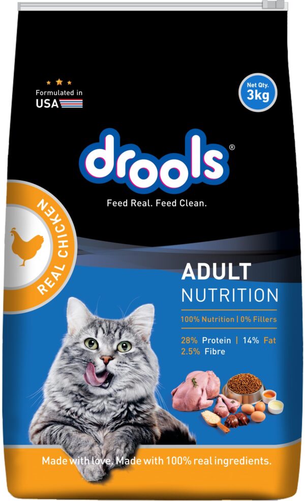 Drools Adult Dry Cat Food, Real Chicken Flavour 3 Kg Pack - Fast Shipping to USA & Canada