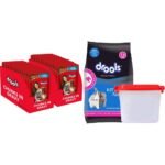 Drools Adult Wet Dog Food, Real Chicken and Chicken Liver Chunks in Gravy, 24 Pouches (24 x 150g)&Drools Kitten(1-12 Months) Dry Cat Food, Ocean Fish, 1.2kg with Free Container - Fast Shipping to USA & Canada