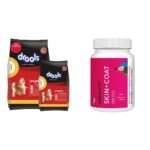 Drools Chicken and Egg Puppy Dog Food, 3 Kg with Free 1.2 Kg & Absolute Skin + Coat Tablet- Dog Supplement, 50 Pcs - Fast Shipping to USA & Canada