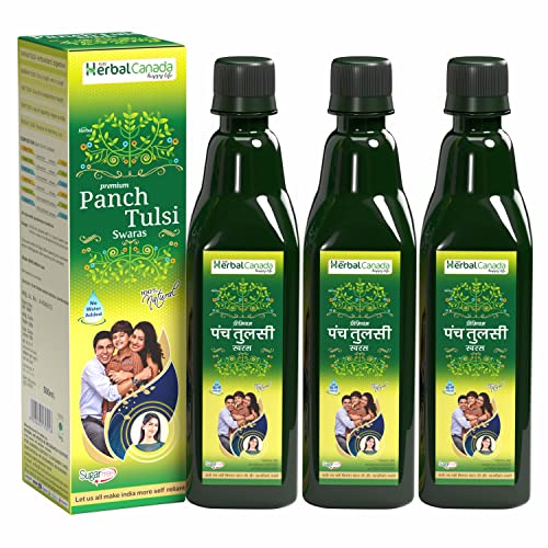 Herbal Canada Panch Tulsi Ras | Pack of 3 | Good For Respiratory Health | Naturally Antioxidant | Helpful in Digestion | 100% Natural (1 LTR) - Fast Shipping to USA & Canada