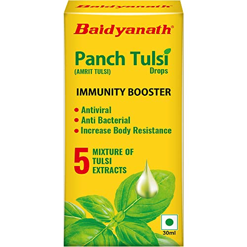 Baidyanath Panch (Amrit) Tulsi Drops 30ml- Natural Immunity Booster and Powerful Cough & Cold Relief Drops | Antiviral, Antibacterial, Increases body resistance - Fast Shipping to USA