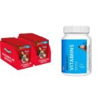 Drools Adult Wet Dog Food, Real Chicken and Chicken Liver Chunks in Gravy, 24 Pouches (24 x 150g) & Absolute Vitamin Tablet- Dog Supplement, 50 Pieces - Fast Shipping to USA & Canada