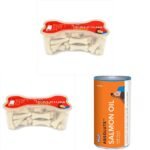 Drools Absolute Calcium Bone Jar, Dog Treats - 40 Pieces (600g) & Absolute Calcium Bone Jar, Dog Treats - 20 Pieces (300 g) & Absolute Salmon Oil Syrup - Dog Supplement, 150 ml - Fast Shipping to USA & Canada