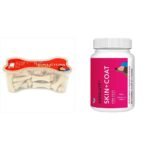Drools Absolute Calcium Bone Jar, Dog Treats-20 Pieces (300 Gm) & Absolute Skin + Coat Tablet- Dog Supplement, 50 Pcs - Fast Shipping to USA & Canada