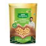 Tata Sampann Classic Salted & Roasted Cashews | Flavourful & Crunchy Snack | Handpicked, Salted & Slow Roasted Cashews | Rich in Protein, Magnesium, and Phosphorus | No Artificial Colours, Preservatives & Flavours | 190g - Fast Shipping to USA & Canada