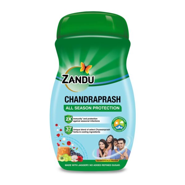 Zandu Chandraprash 450g | 2X Immunity Booster without Heat, All Season Protection Chyawanprash |Blend of 37 Ingredients | Made with Jaggery, No Added Refined Sugar - Fast Shipping to USA