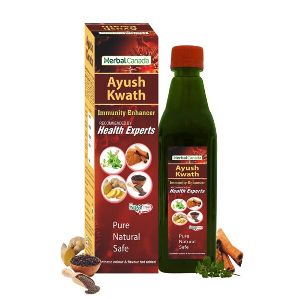 HERBAL CANADA Ayush Kwath (Kadha) | Pack Of 2 | Immunity Booster | Good For Respiratory Health | Helpful in Cold Cough | 100% Natural - 500ML