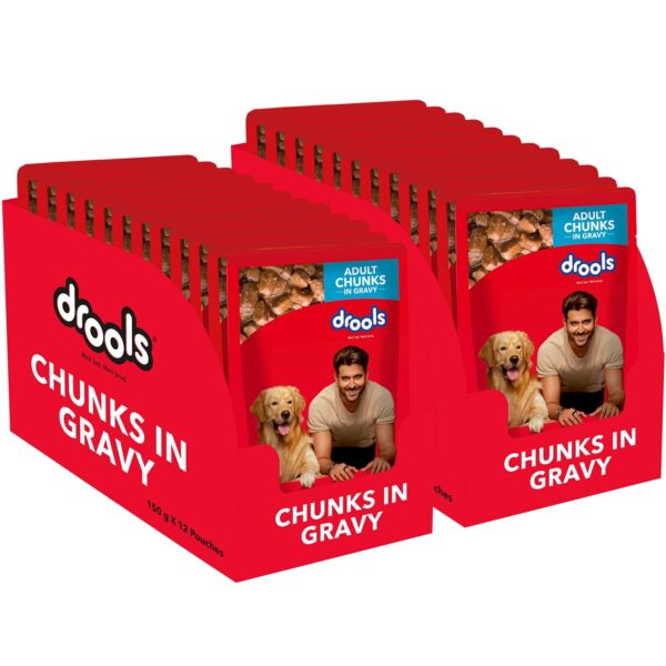Drools Adult Wet Dog Food, Real Chicken and Chicken Liver Chunks in Gravy, 24 Packs (150g X 24)