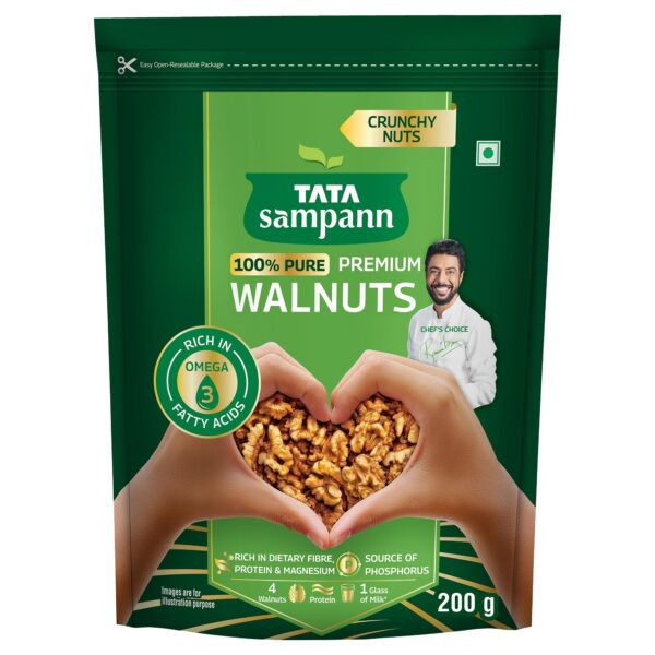 Tata Sampann Pure Walnuts, 200g, Crunchy Nuts, Rich in Dietary Fibre, Protein & Magnesium - Fast Shipping to USA & Canada