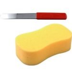 PMPEARL Metal Wax Spatula Plastic Finish Handle with Sponge (Multicolour) - Fast Shipping to USA & Canada