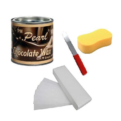 Version 1.0.0 PMPEARL Chocolate Wax 600gm with Waxing Stripes and Waxing Spatula + Sponge - Fast Shipping to USA & Canada - Image 1