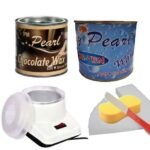 PMPEARL Waxing Kit Combo Wax Machine (Wax Heater + Chocolate Wax (600 gm) + D-tan Wax (600 gm) + Wax Strips (30) + Wax Spatula + Sponge) - Fast Shipping to USA & Canada