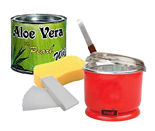 PMPEARL Waxing Kit/Wax Kit Combo Kit Includes (Wax Heater(Auto Cut) + Wax + Wax Strips + Wax Knife + Sponge) (Aloe Vera) - Fast Shipping to USA & Canada
