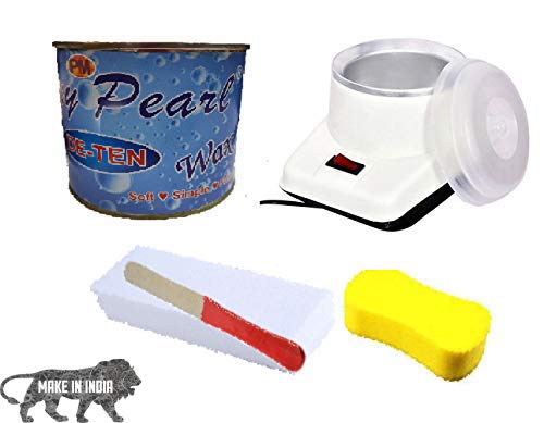 PMPEARL Waxing Kit Combo (Wax Heater + D-Tan Wax (600 gm) + Wax Strips (30) + Wax Spatula + Sponge) - Fast Shipping to USA & Canada