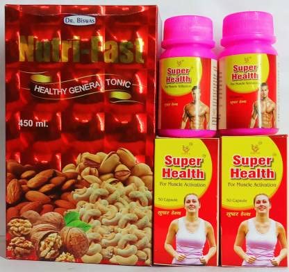 Dr. Biswas Nutri Fast Syrup & Gita Super Health Capsule(Pack Of 3) - Fast Shipping to USA
