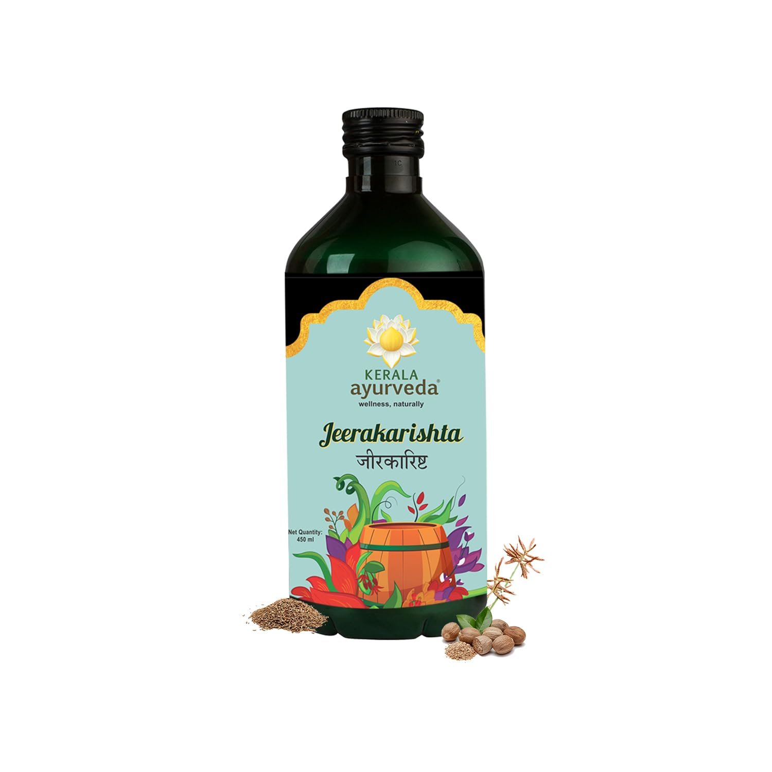 Version 1.0.0 Kerala Ayurveda Jeerakarishta 450ml | Postpartum Digestive Tonic| No Artificial Flavors | Better Digestive Health- Post Delivery| 100% Ayurvedic| With Jeera, Dhataki, Sunthi, Jatiphala, Mustaka, Yavani, and Guda - Fast Shipping to USA - Image 1