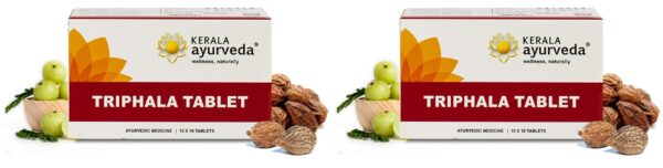 Kerala Ayurveda Triphala Tablet | Helps with Gut Health, Constipation | 100% Ayurvedic Medicine for Constipation | Regulates Bowel movement 100 Tablets x Pack of 2 - Fast Shipping to USA
