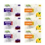 Panchvati Herbals Face And Bathing Soap Kesar And Malai & Lemon Help For Skin Glowing Refreshing & Hydrating Combo Pack Of 6 (100G Each)
