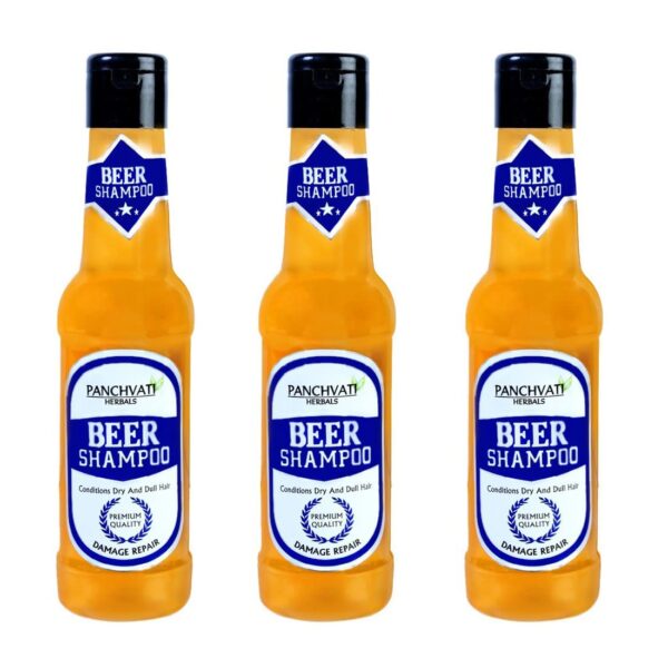 Panchvati Herbals Beer Shampoo for Dry and Dull Hair, Help for Repairs Damaged Hair. Pack of 3, Each 180 ml - Fast Shipping to USA & Canada