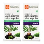 KRISHNA'S HERBAL & AYURVEDA Karela Jamun Neem Mix Juice - 500 Ml, (Pack Of 2), Blend Of Fresh Karela, Neem Juice & Jamun Seeds Ayurvedic Solution For Balancing Sugar Levels - Fast Shipping to USA