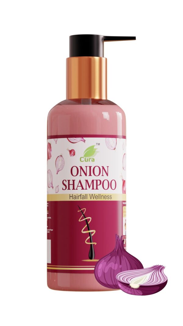 CURA Onion Shampoo With the richness of Onion Helps in controlling the hairfall | 300 ml - Fast Shipping to USA & Canada