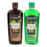 Panchvati Herbals Brahmi Amla Shampoo 450 ml with Neem Tulsi Shampoo 450 ml for Hair Growth & Anti Dandruff Shampoo - Combo of 2 - Fast Shipping to USA & Canada