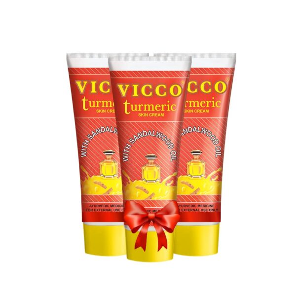 Vicco Turmeric Skin Cream | 100% Natural Ayurvedic Cream with Turmeric & Sandalwood Oil for Glowing, Even-Toned Skin | Suitable for All Skin Types [70gm Each | Pack of 3] - Fast Shipping to USA & Canada