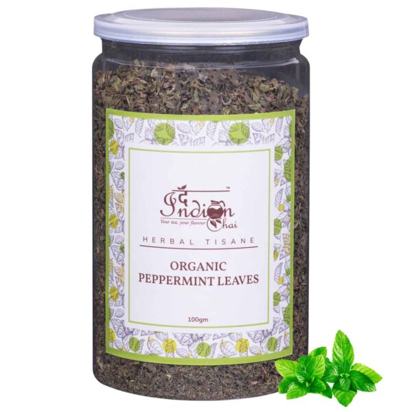 The Indian Chai Organic Peppermint Tea Loose Leaves Herbal Tea In Airtight Jar 100 Gram (Pack Of 1) - Fast Shipping to USA & Canada