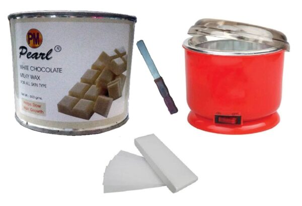 PMPEARL White Chocolate Automatic Heater - 30 Strip Applicator Waxing Kit 600 Gm Pack Of 4 - Fast Shipping to USA & Canada