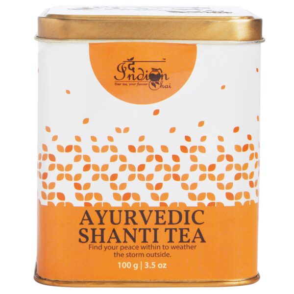 The Indian Chai - Ayurvedic Shanti Tea 100 grams with Ashwagandha, Lavender, Rose Petals, Brahmi etc for Mental Clarity, Reduces Stress, Peace Tea - Fast Shipping to USA & Canada