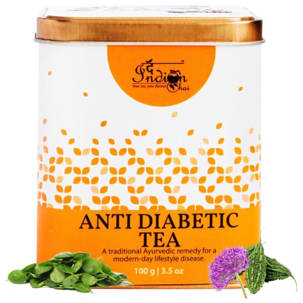The Indian Chai - Anti Diabetic Tea 100g with Gymnemma Sylvestre, Giloy, Bitter melon, Jamun Seed etc for Regulating Blood Sugar Levels, Strengthens Immunity & Liver Function - Fast Shipping to USA & Canada