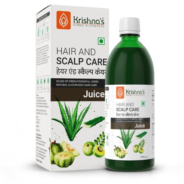 KRISHNA'S HERBAL & AYURVEDA Hair & Scalp Care Juice 1000 Ml,Hair Care Juice For Hair Growth & Hair Fall Control,Blend Of 7+ Ayurvedic Herbs,No Artificial Colors,Flavours & Sugars,Use 60 Days - Fast Shipping to USA & Canada