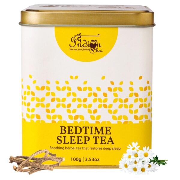 The Indian Chai ? Bedtime Sleep Tea 100g with Passion Flower, Valerian Root, Chamomile Flower, Gotu Kola etc for Restful and Peaceful Sleep, Herbal Tea - Fast Shipping to USA & Canada