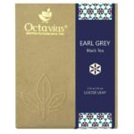 Octavius | Earl Grey Black Tea -100Gm (50 Cups) | 100% Natural | Loose Leaf | Natural Bergamot Extracts | Antioxident-Rich | Help Ease Stress & Anxiety | Improves Digestion & Skin Health | 100 Gm Box - Fast Shipping to USA & Canada