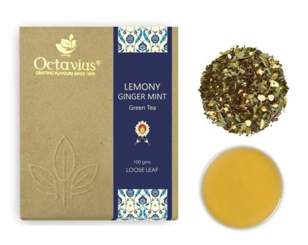 Octavius Lemony Ginger Mint Loose Leaf Green Tea - 100 Gms - Fast Shipping to USA & Canada