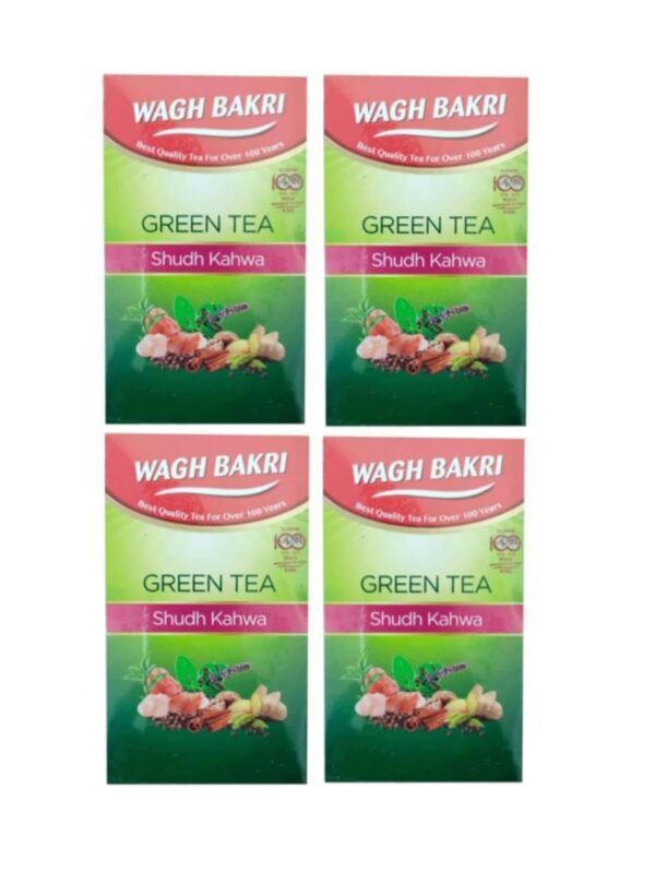 Wagh Bakri Green Tea Shudh Kahwa 25 Tea Bags | Pack Of 4 - Fast Shipping to USA & Canada