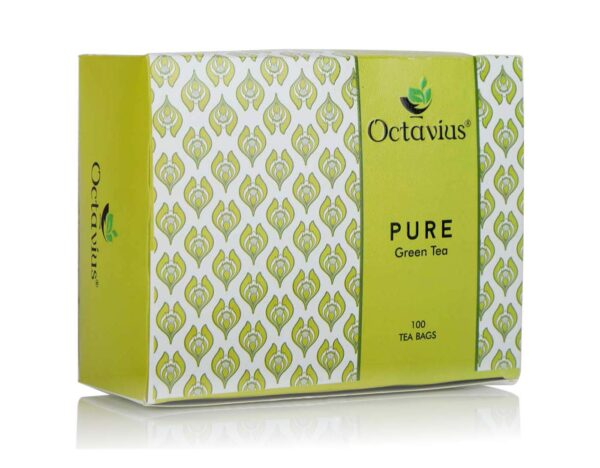 Octavius Pure Green Tea Bags - 100 Pieces | 100% Natural | Antioxidant-rich | Reduces Waist | Detox Green Tea Bags (1.7 gm x 100 Bags) - Fast Shipping to USA & Canada