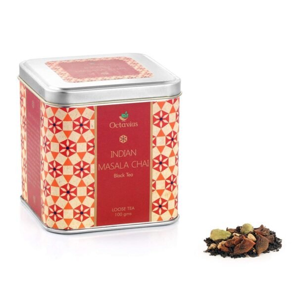Octavius Indian Masala Loose Leaf Black Tea | Exotic Blend of Premium Assam Black Tea & Aromatic Indian Spices | Perfect To Make The Famous Masala Chai |Perfect for Gifting - 100 GMS (50 Cups) - Fast Shipping to USA & Canada