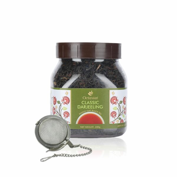 Octavius Classic Roasted Darjeeling Black Tea - 200 Gm|FREE TEA INFUSER (BALL)|100% Natural Whole Leaf Tea | Strong & Full Bodied | Rich & Smooth Liquor with Muscatel Flavor | Premium Tea - Fast Shipping to USA & Canada