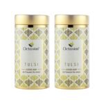Octavius Tulsi Whole Leaf Green Tea | Immunity Booster |Natural Remedy for Cold and Cough |Loaded with Antioxidants |Packed in Decorative Tin Can | 20 Pyramid Tea Bags (Pack of 2) - Fast Shipping to USA & Canada