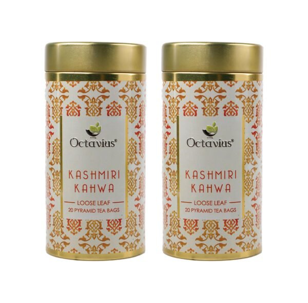 Octavius Kashmiri Kahwa Green Tea|A Traditional Indian Blend of Exotic Spices and Whole Leaf Green Tea |Improves Immunity |Energy Booster|Good For Digestion |20 Pyramid Tea Bags (Pack of 2) - Fast Shipping to USA & Canada