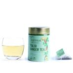 Tassyam Organics Teawery Tulsi Ginger 20 Biodegradable Tea Bags | Basil Turmeric Ginger Green Tea Blend, Plant Based Fabric Pyramid Teabags - Fast Shipping to USA & Canada - Image 2