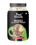 True Elements Muesli No Added Sugar 1 Kg | Sugar Free Cereal | Diet Food | Healthy and Quick Breakfast | No Malt Extract, No Malitol, No Sweetners or Flavourings | Oats, Wheat Flakes & Jowar | Crunchy Almonds, Seeds & Freeze dried fruits | 15g Clean Protein - Fast Shipping to USA & Canada - Image 2
