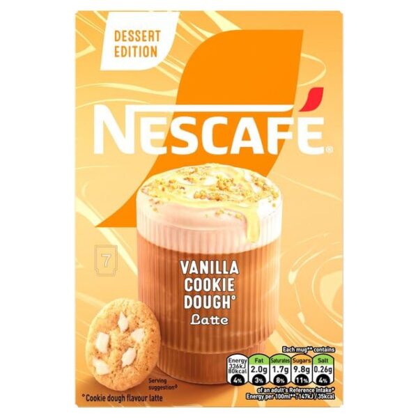 Nescafe Vanilla Cookie Dough Latte, Dessert Edition 7 Sachets, 136g (Imported) - Fast Shipping to USA & Canada