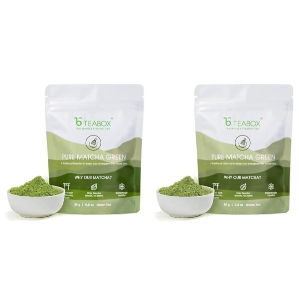 Teabox Matcha Green Tea Powder 25 Grams | 100% Pure & Fresh Authentic Premium Matcha From Youngest Tencha Leaves | Sourced From Shizuoka, Japan (Pack of 2) - Fast Shipping to USA & Canada